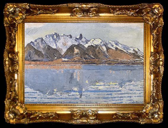 framed  Ferdinand Hodler Thunersee mit Stockhornkette, ta009-2
